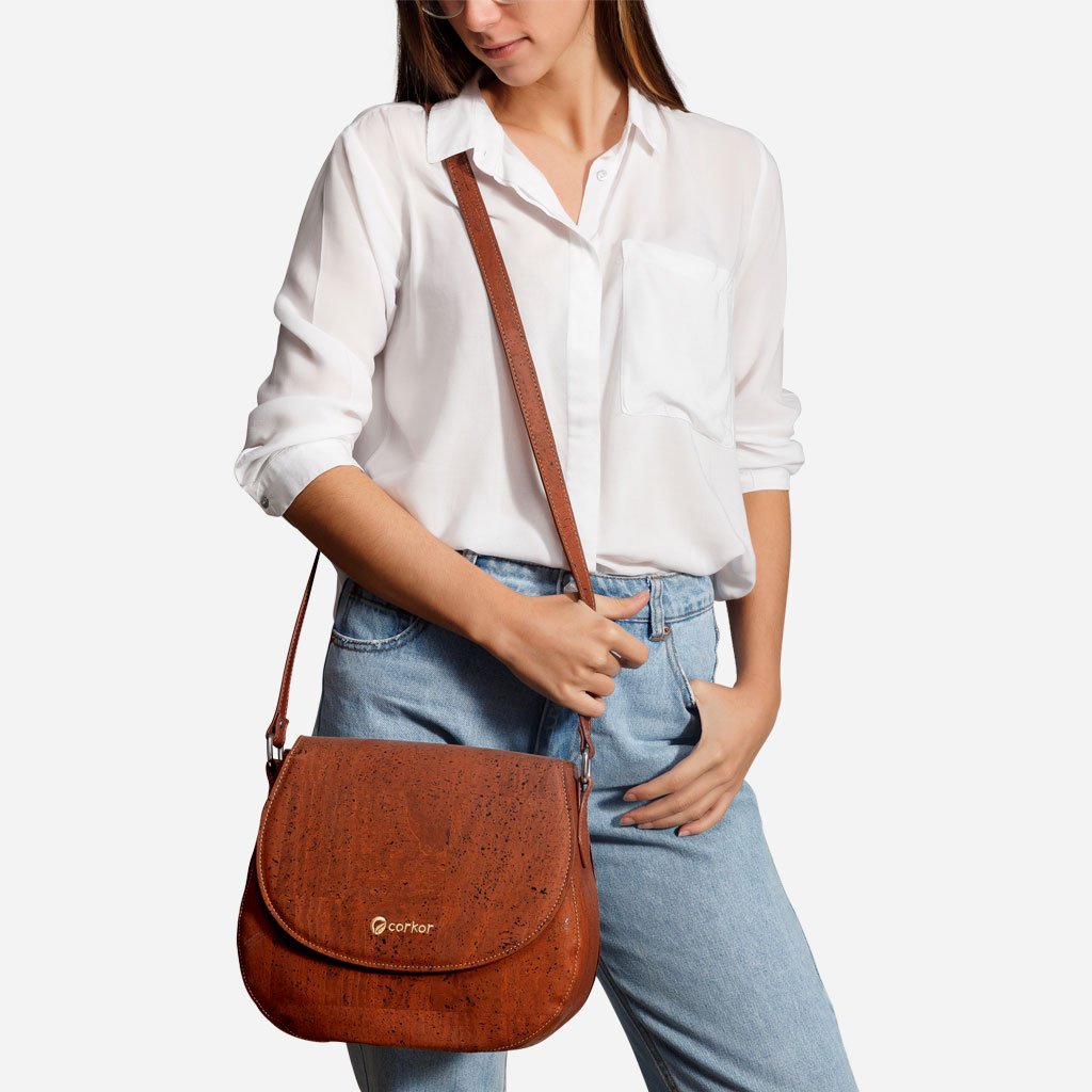 Corkor Bags Borsa Sella Sughero Rossa Vegan Media