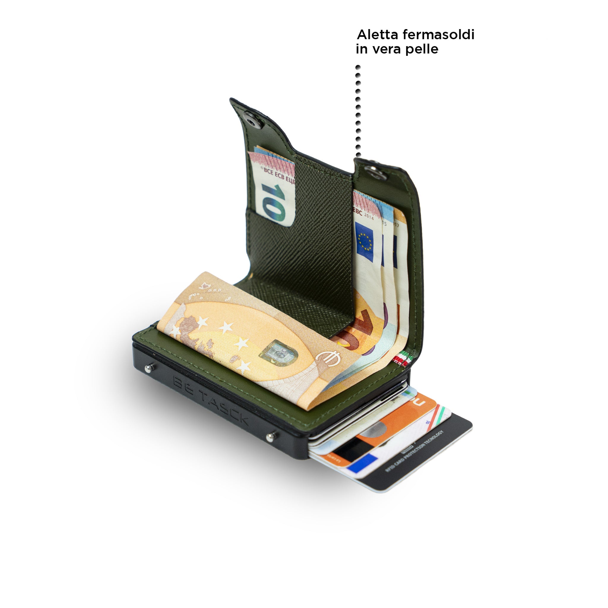 SLim Be Tasck Saffiano Portafoglio Verde Pelle RFID