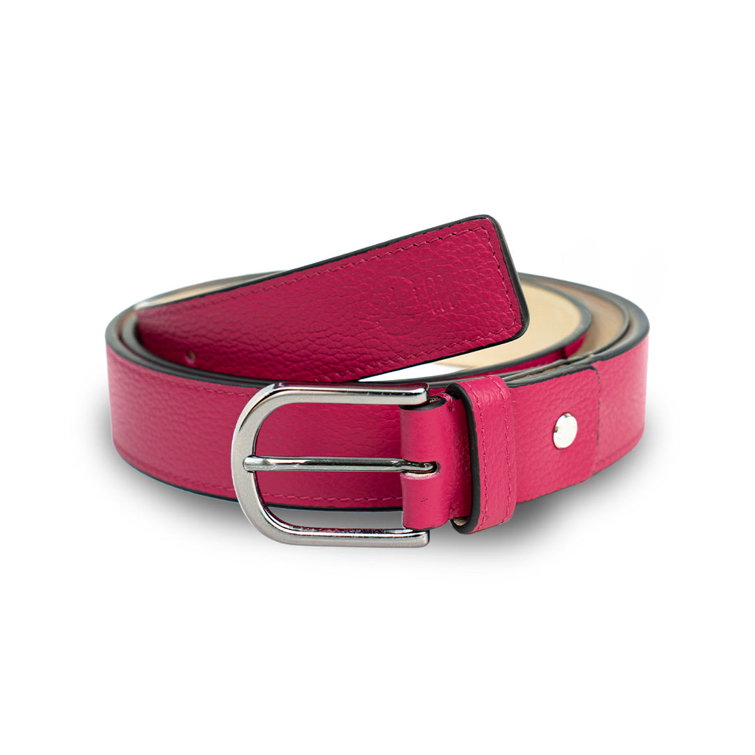 SLim Cinture Cintura Bottalato 30mm Fucsia Pelle
