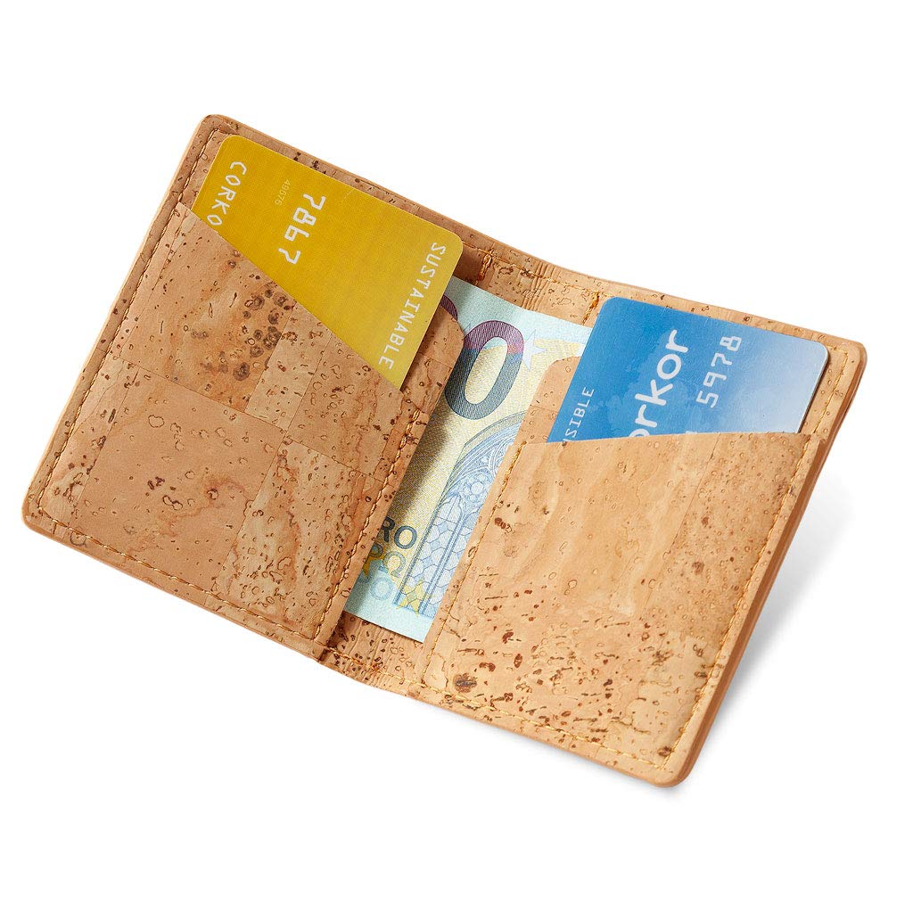 Corkor Wallets Portafoglio Sottile Uomo Marrone RFID