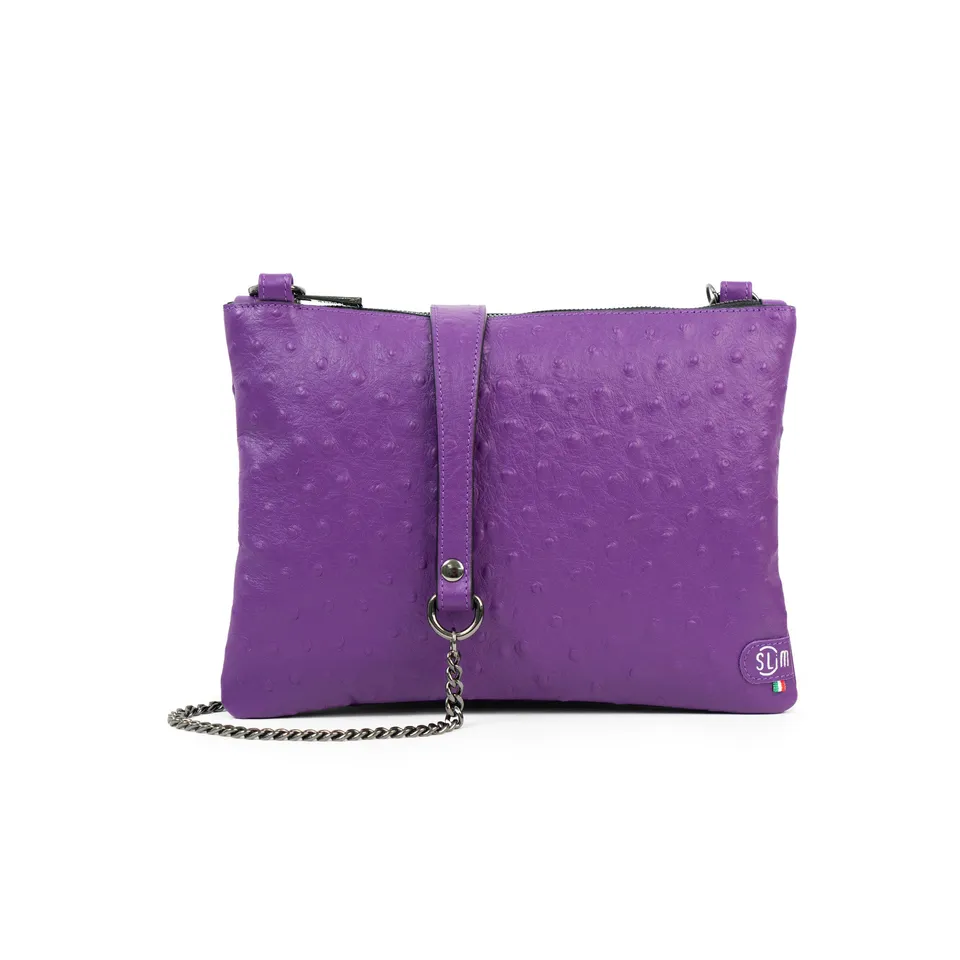 SLim Pochette Tracolla Pochette Struzzo Viola
