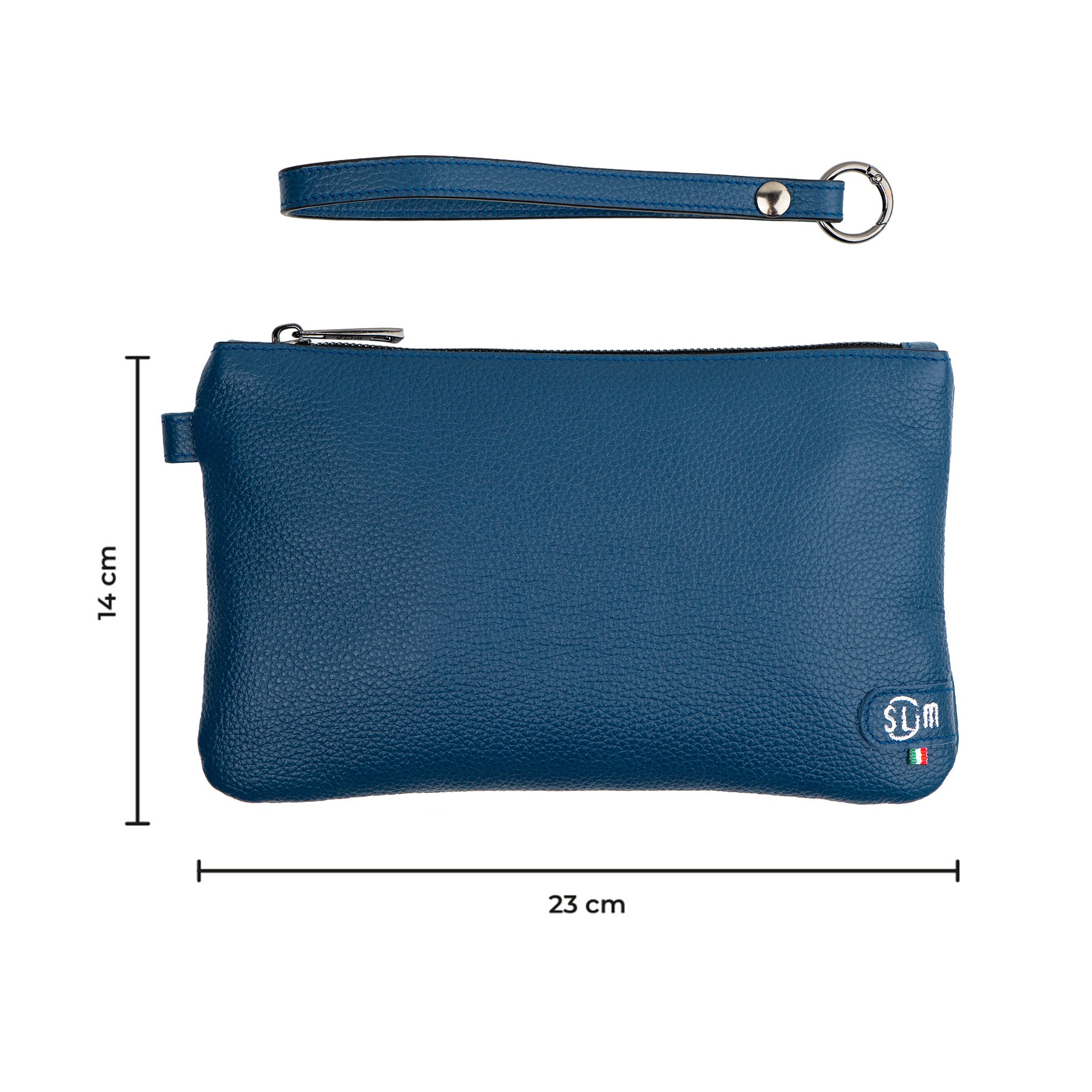SLim Pochette Polsiera Pelle Bottalato Blu