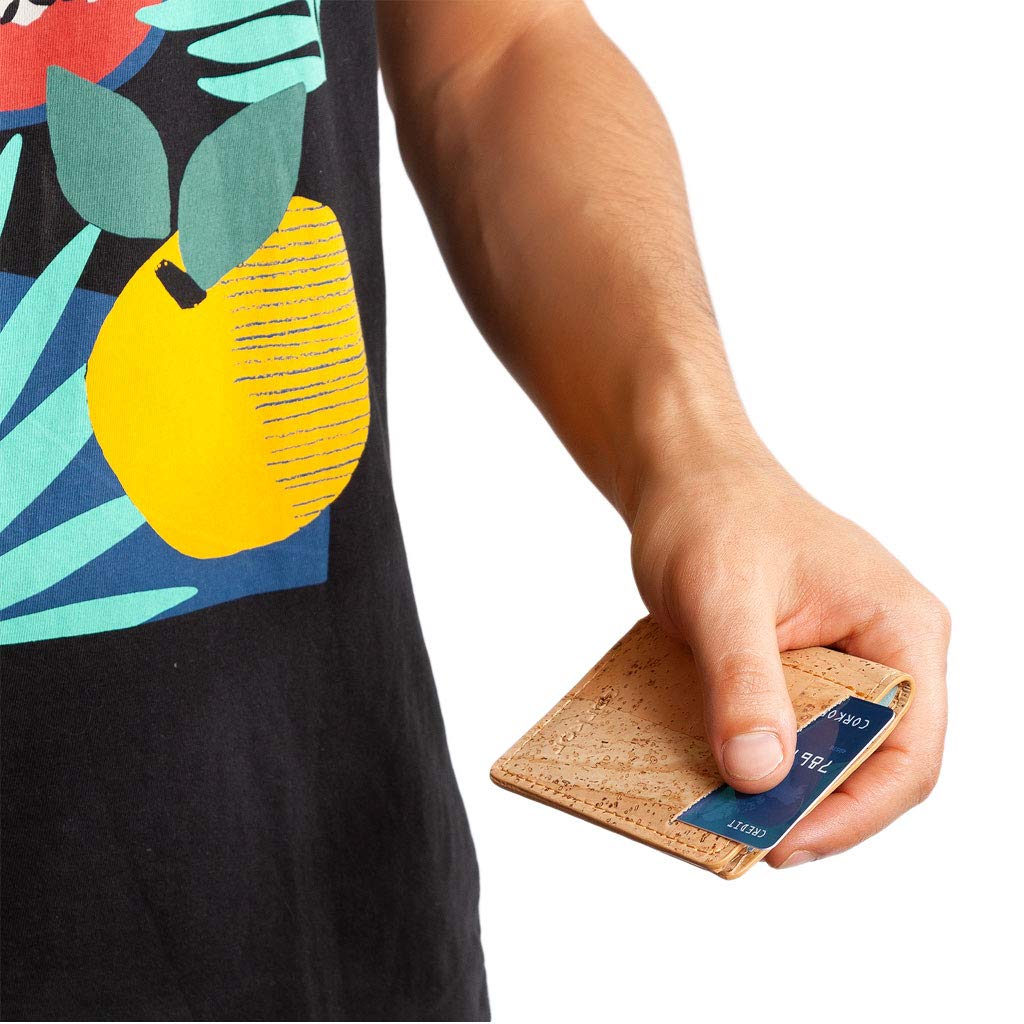 Corkor Wallets Portafoglio Sottile Uomo Marrone RFID