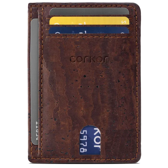 Corkor Wallets Porta Carte Sughero Marrone Minimalista RFID