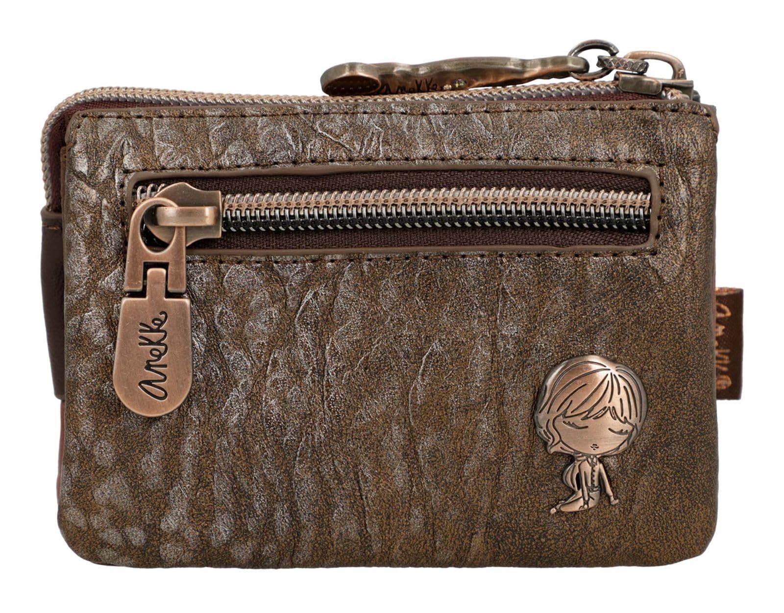 Anekke Outer portamonete 3 scomparti marrone 11x8x3 cm