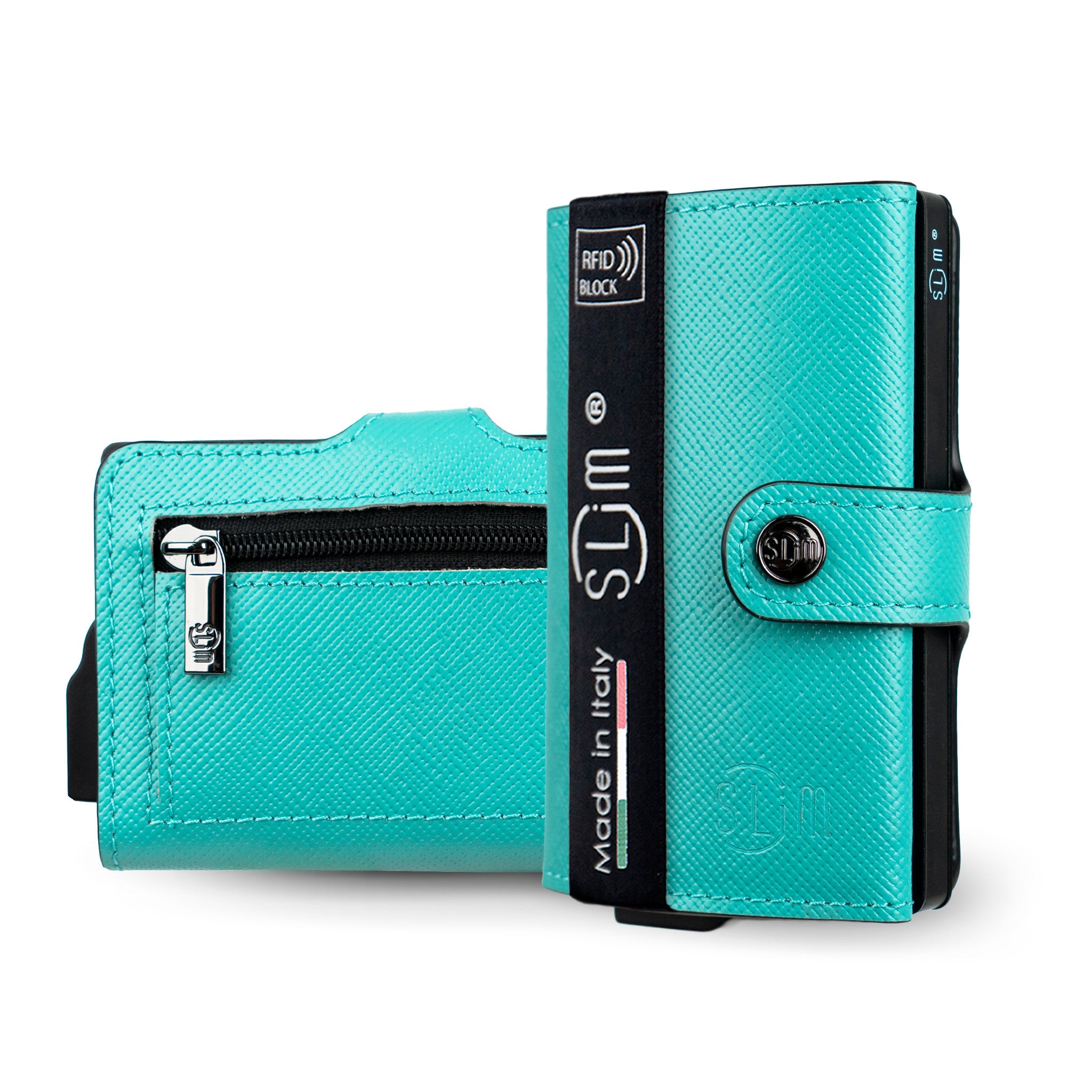 SLim Saffiano Portafoglio Saffiano Nero RFID 12 Carte