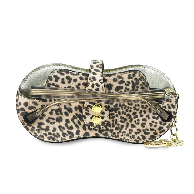 SLim Vision Portaocchiali Pelle Animalier Leopardato Oro