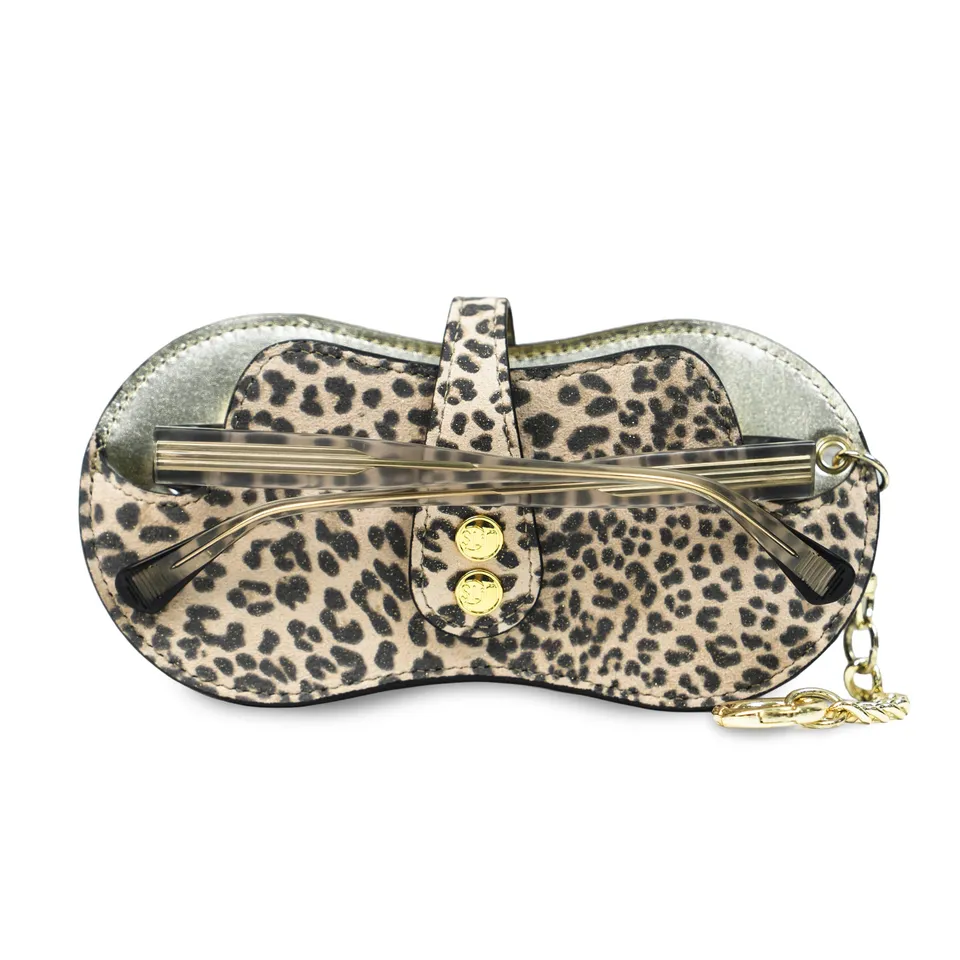 SLim Vision Portaocchiali Pelle Animalier Leopardato Oro