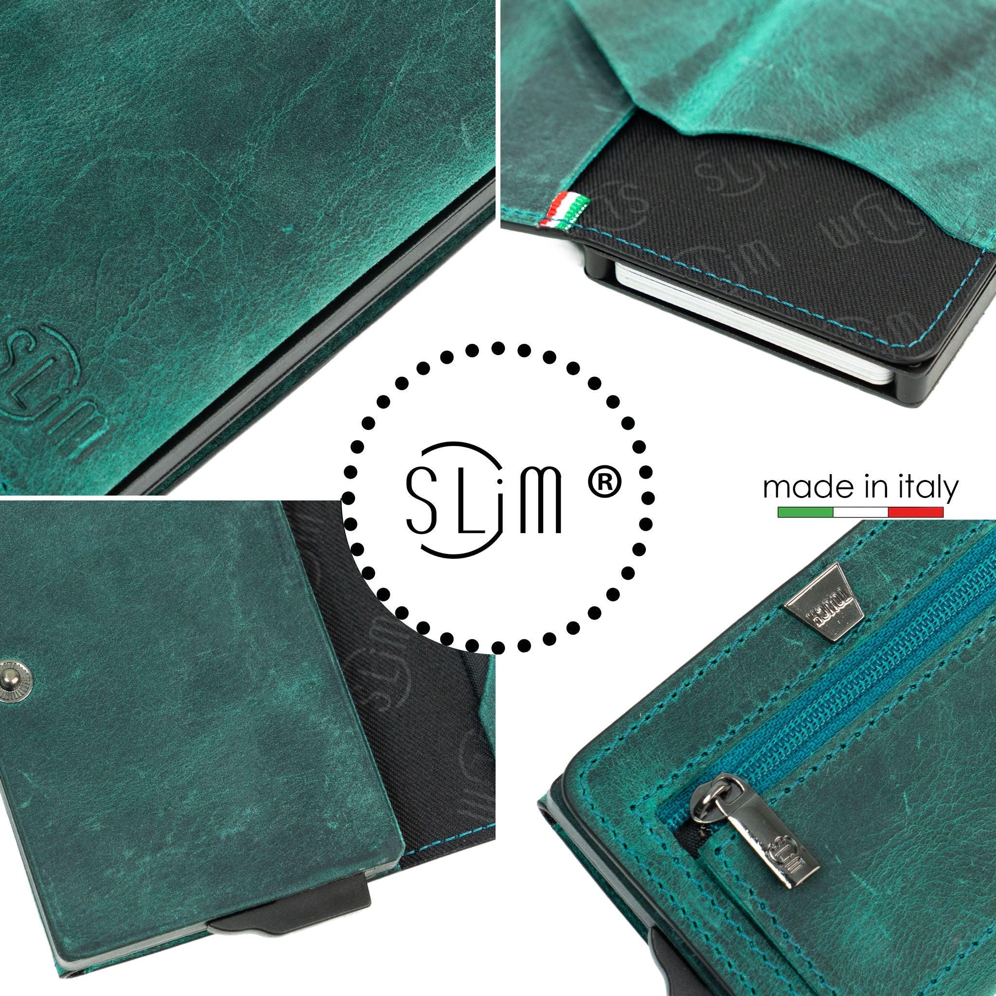 SLim SLim Touch Crazy portafoglio aquamarina RFID