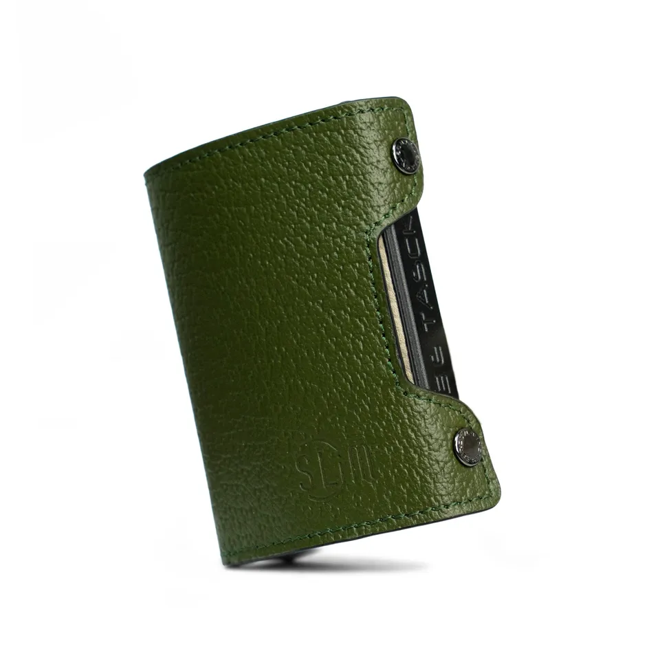 Be Tasck Cinghialino Verde Frame Nero portafoglio pelle RFID