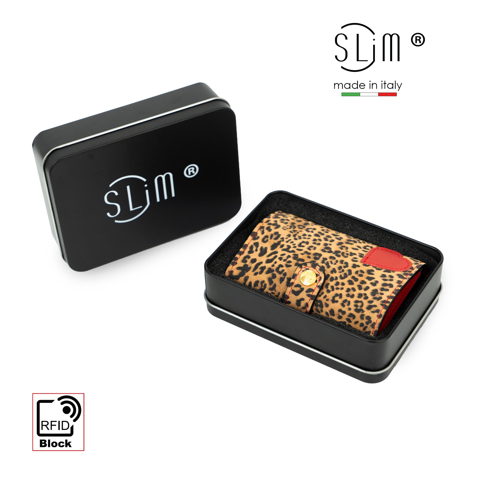 SLim Vera Pelle Portafoglio Animalier Scamosciato Classic