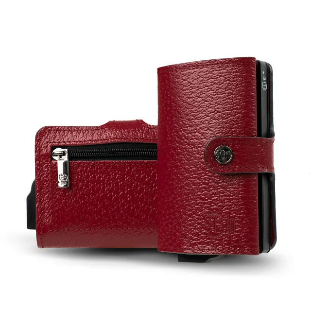 SLim Cinghialino portafoglio compatto pelle Bordeaux