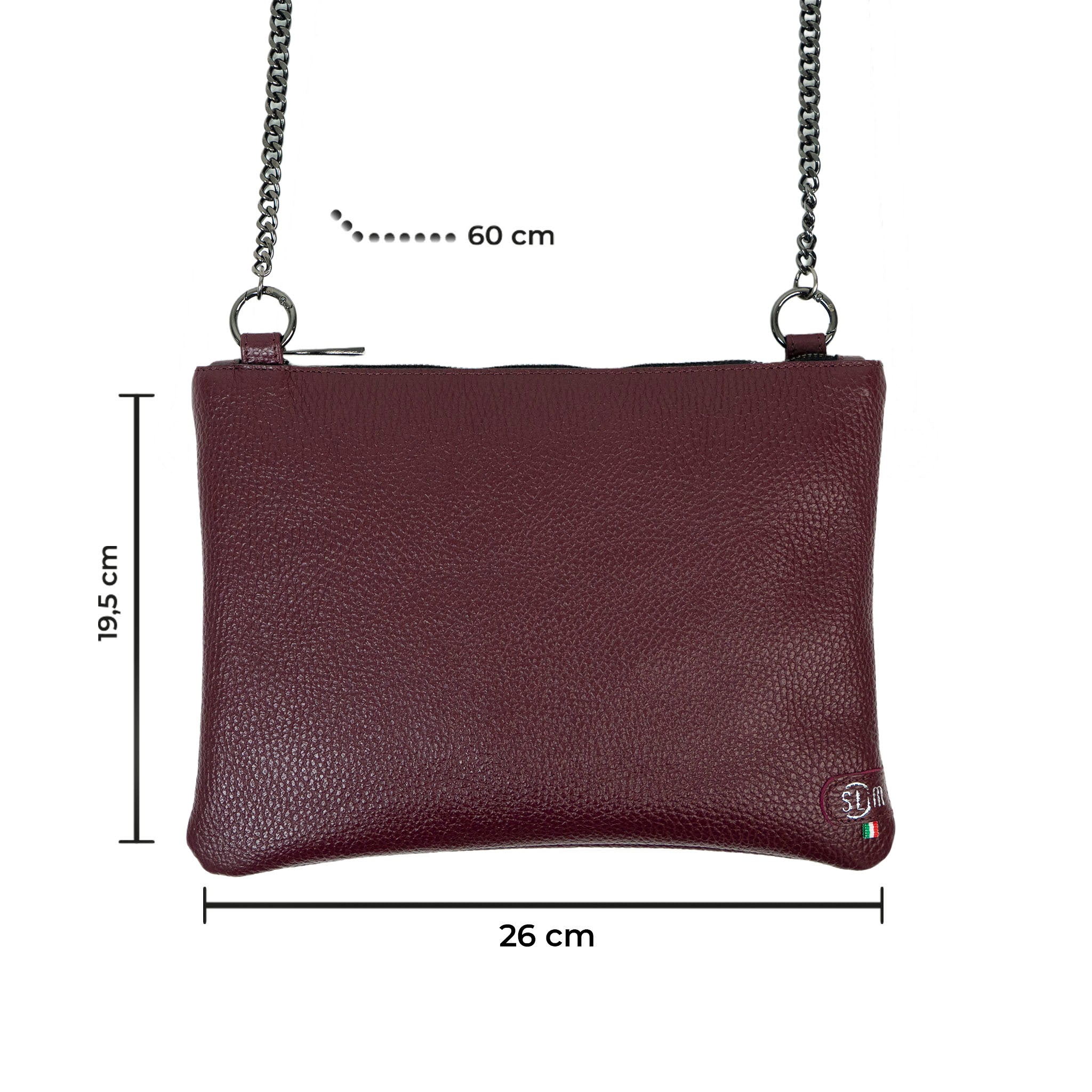 SLim Pochette Tracolla Pelle Bottalato Vinaccia