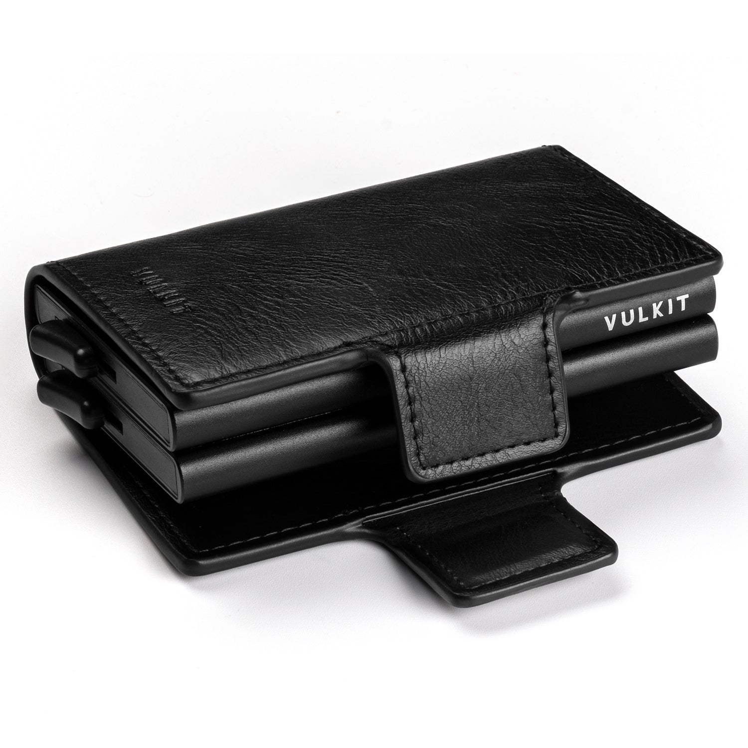 VULKIT VC200d Portafoglio Pelle Nero Alluminio RFID 14 Carte