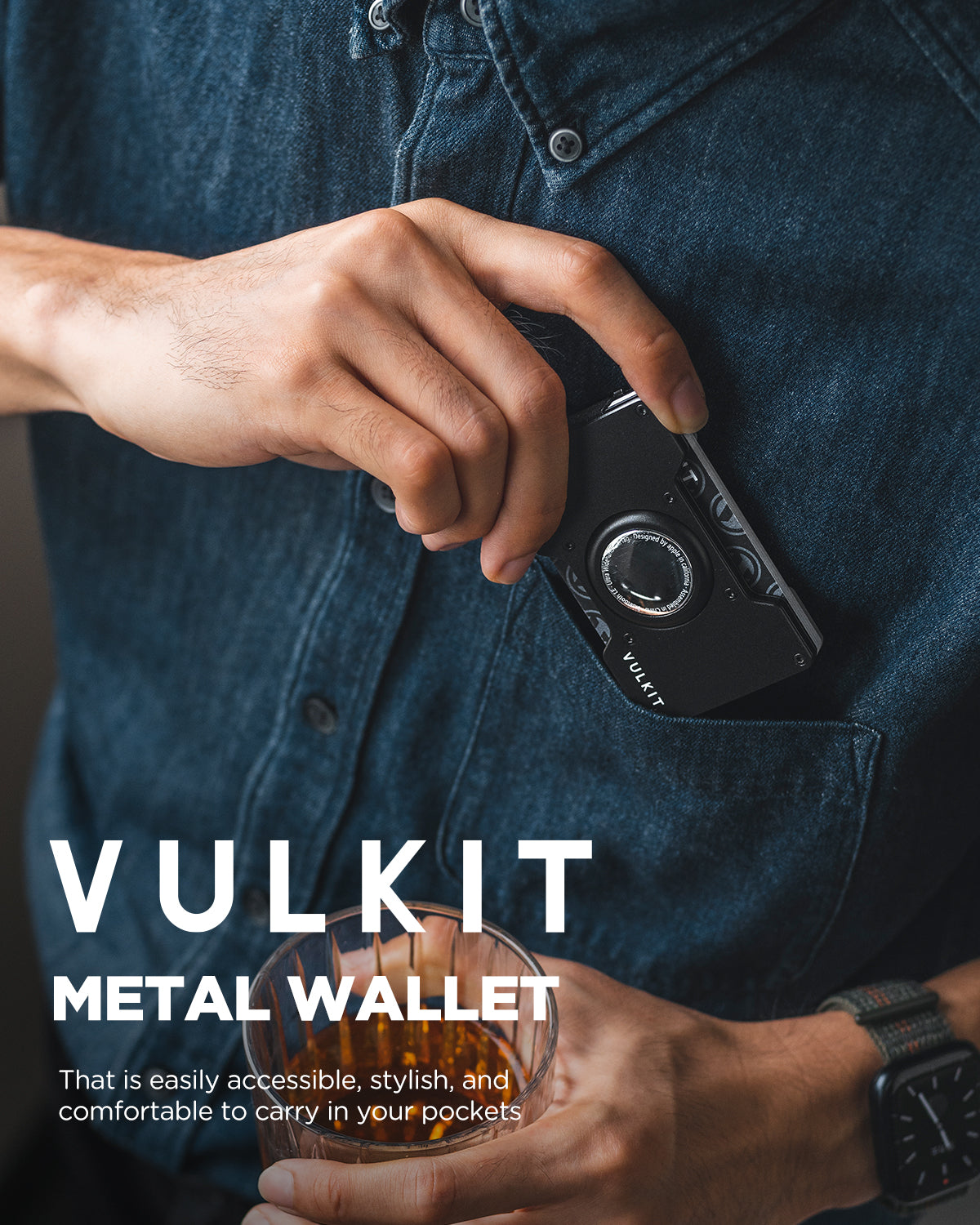 VULKIT VCL300 portafoglio metallo nero RFID 15 carte