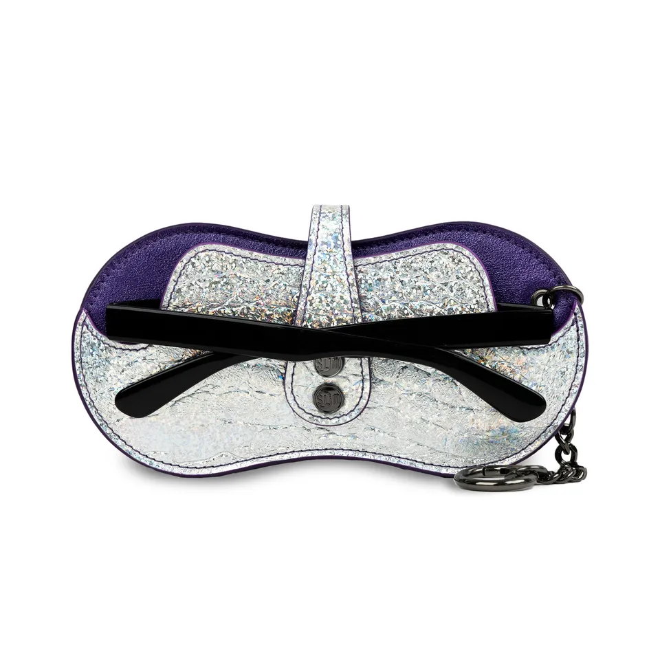 SLim Vision Disco Custodia Occhiali Pelle Viola Cocco