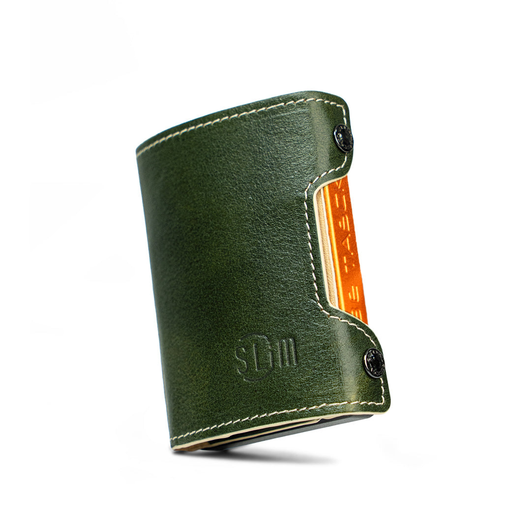 Be Tasck Portafoglio Pelle Concia Vegetale Verde Frame