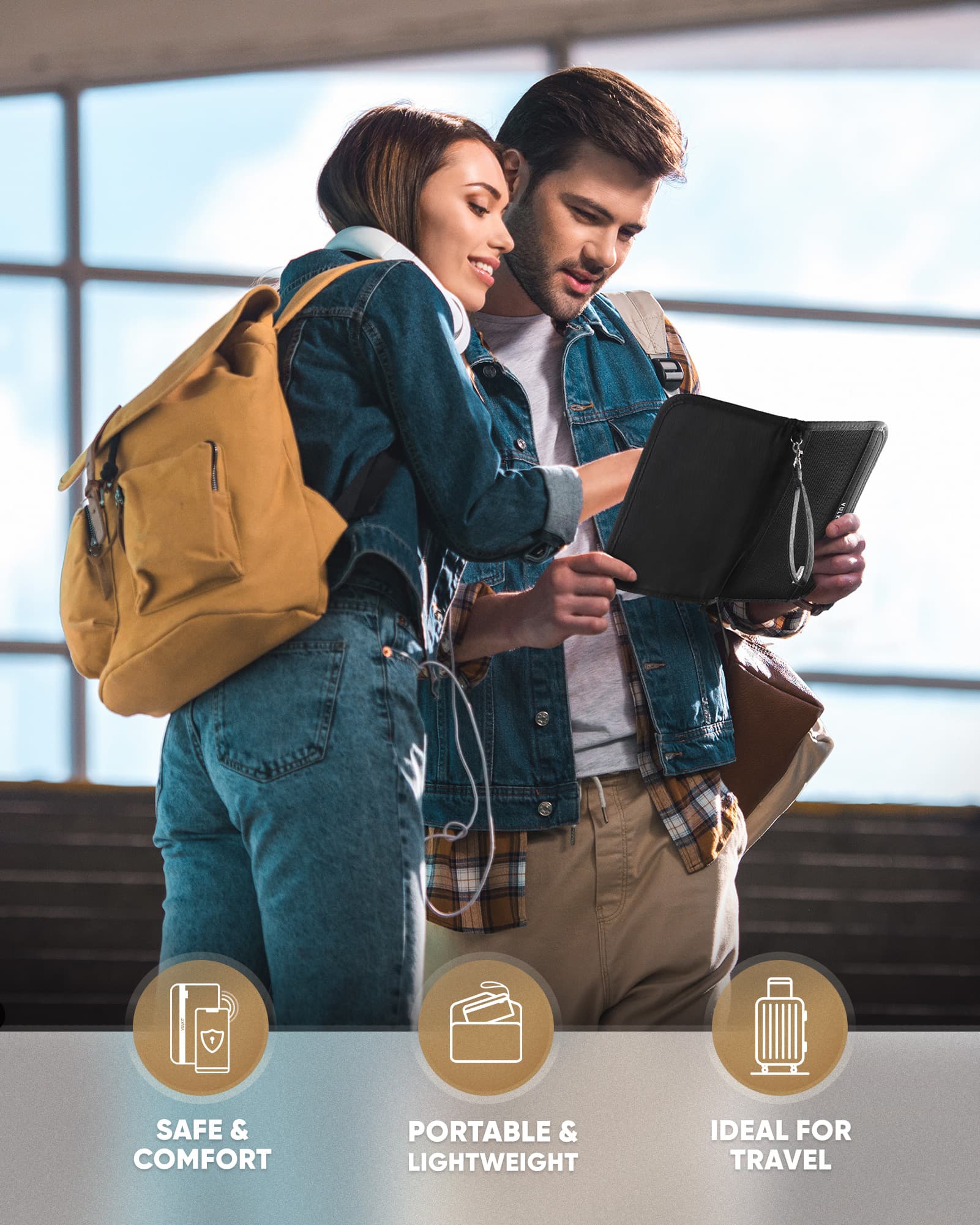VULKIT Passport VPW106 porta passaporto RFID nero famiglia