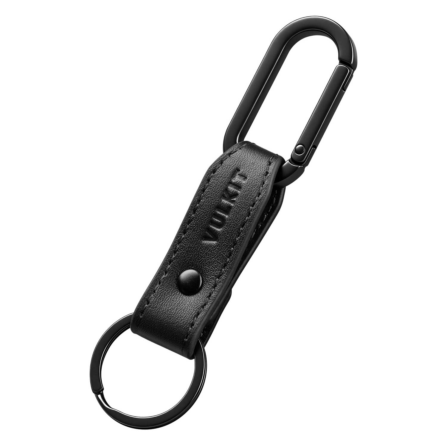 VULKIT VKC107 Portachiavi Pelle Nero con Moschettone