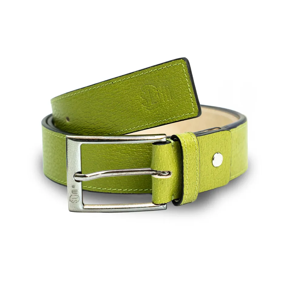 SLim Cinture Cintura Cinghialino Verde 35mm Pelle