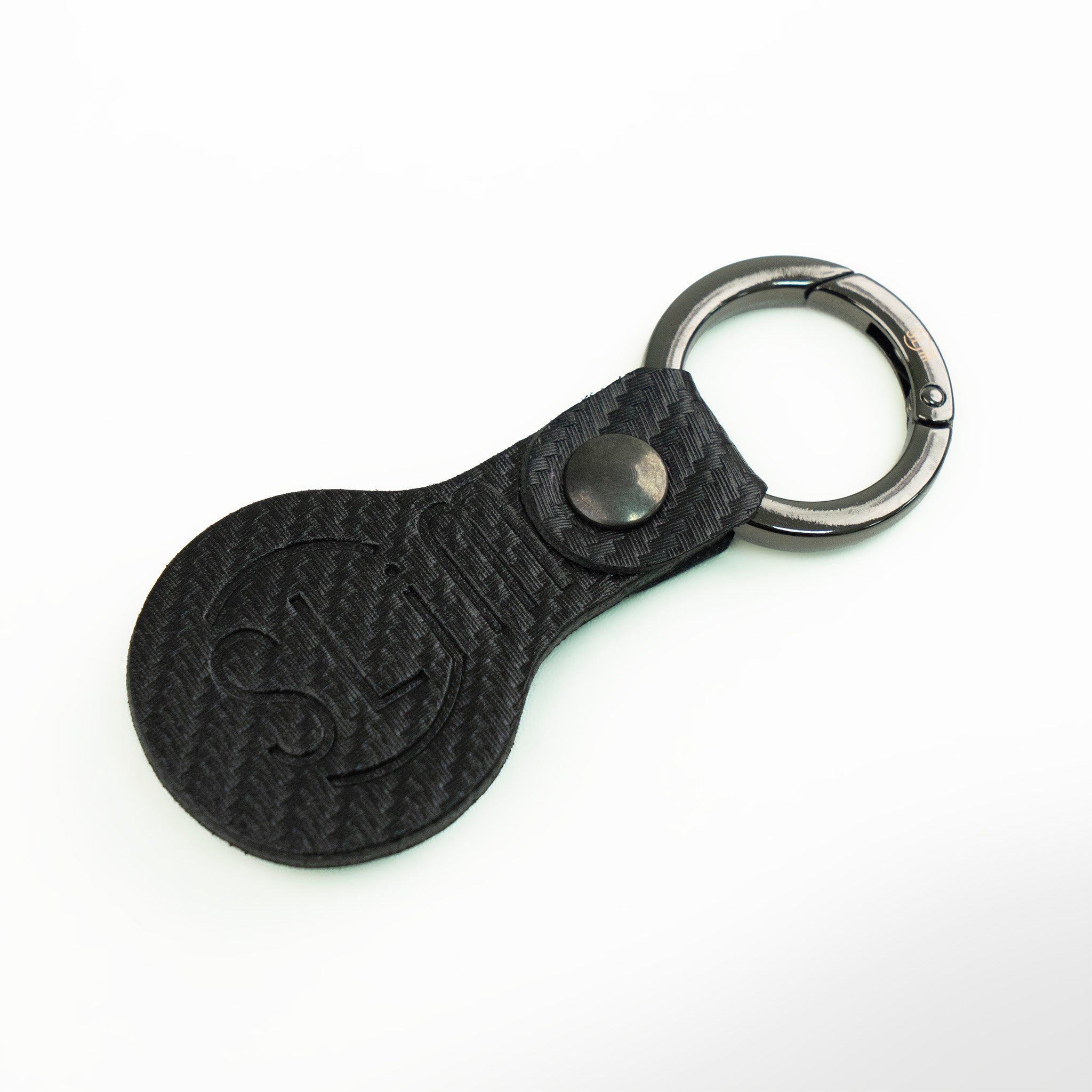 SLim Portachiavi pelle saffiano nero anello
