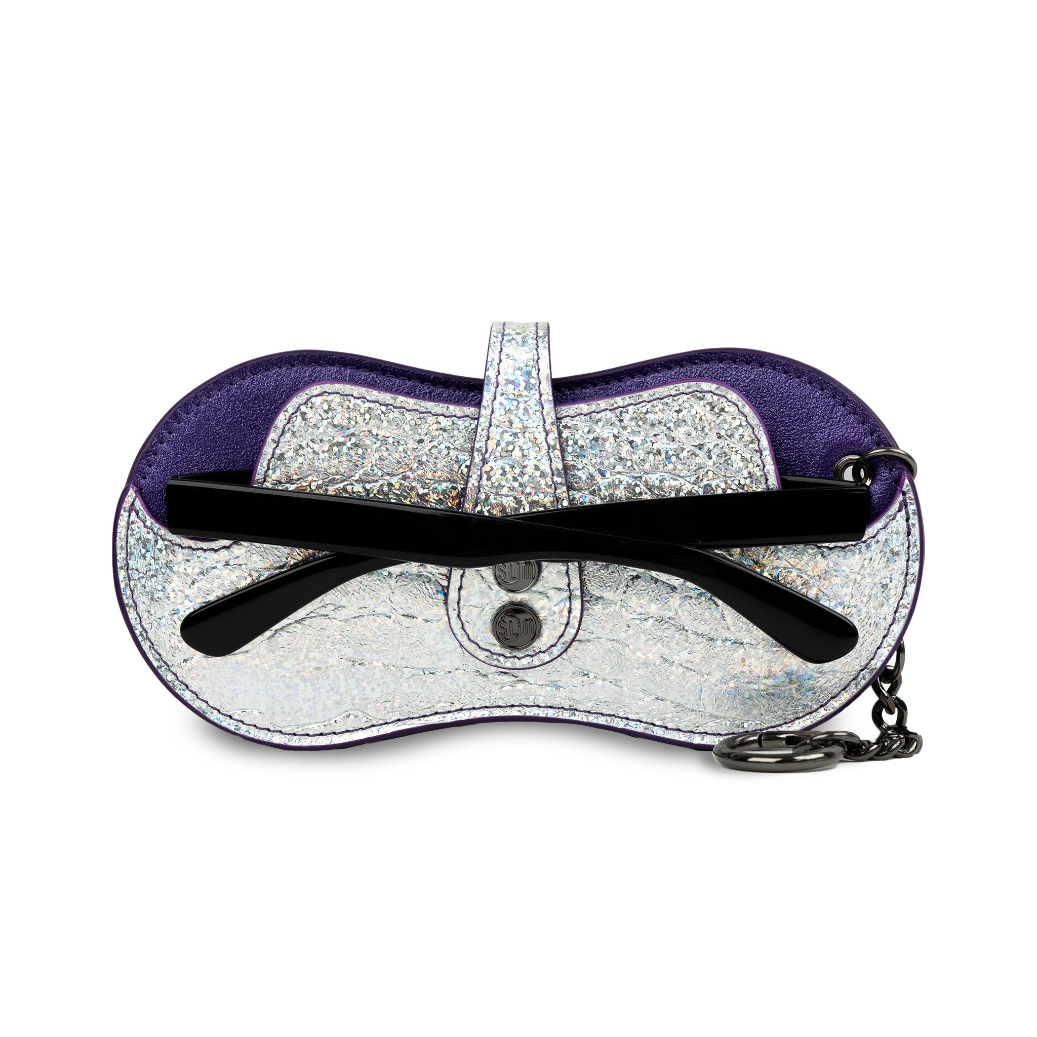 SLim Vision Disco Custodia Occhiali Pelle Viola Cocco
