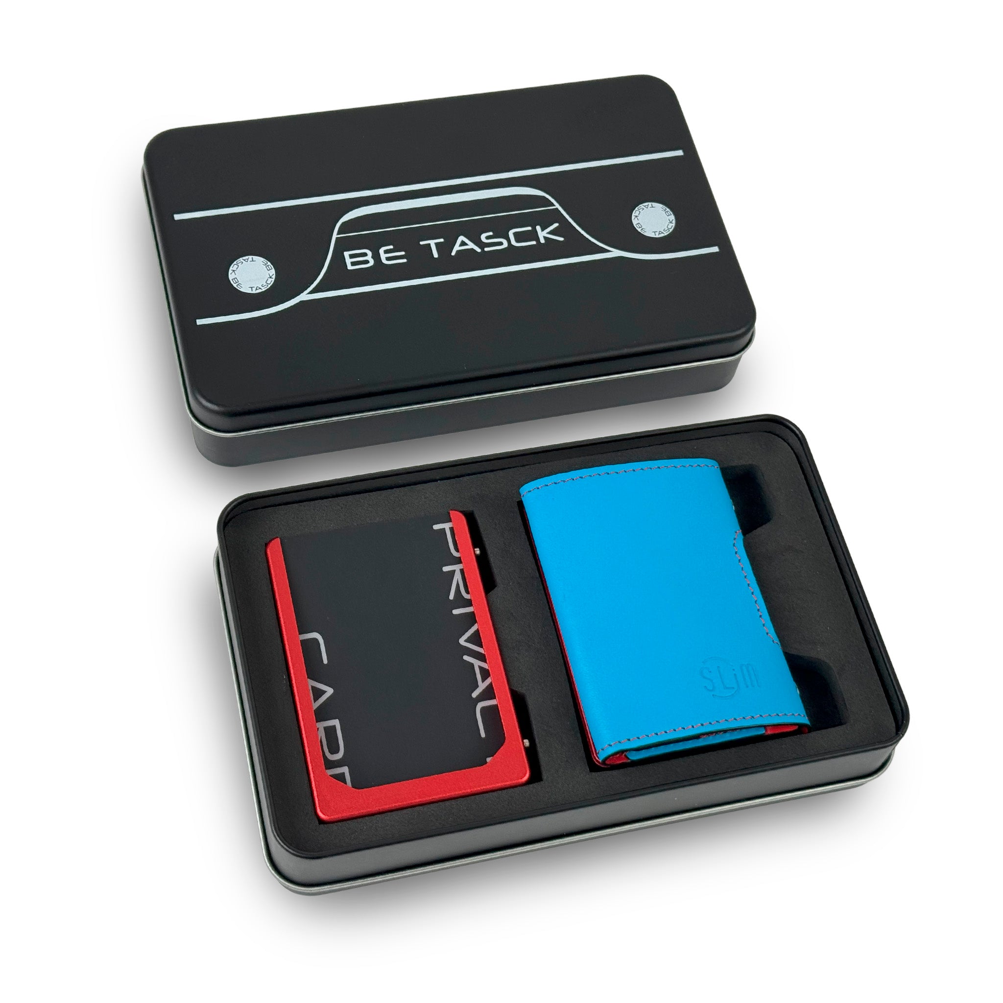 SLim Be Tasck Pelle Liscia Portafoglio Azzurro Rosso