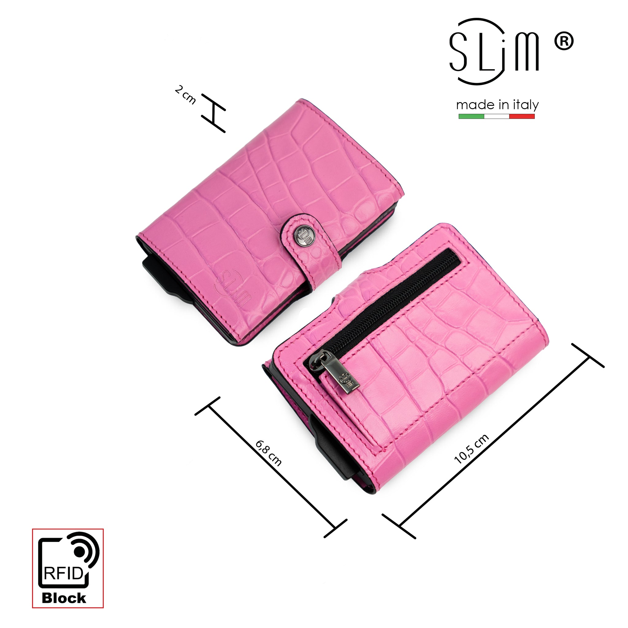 SLim Stampa Cocco Portacarte Rosa Matt RFID