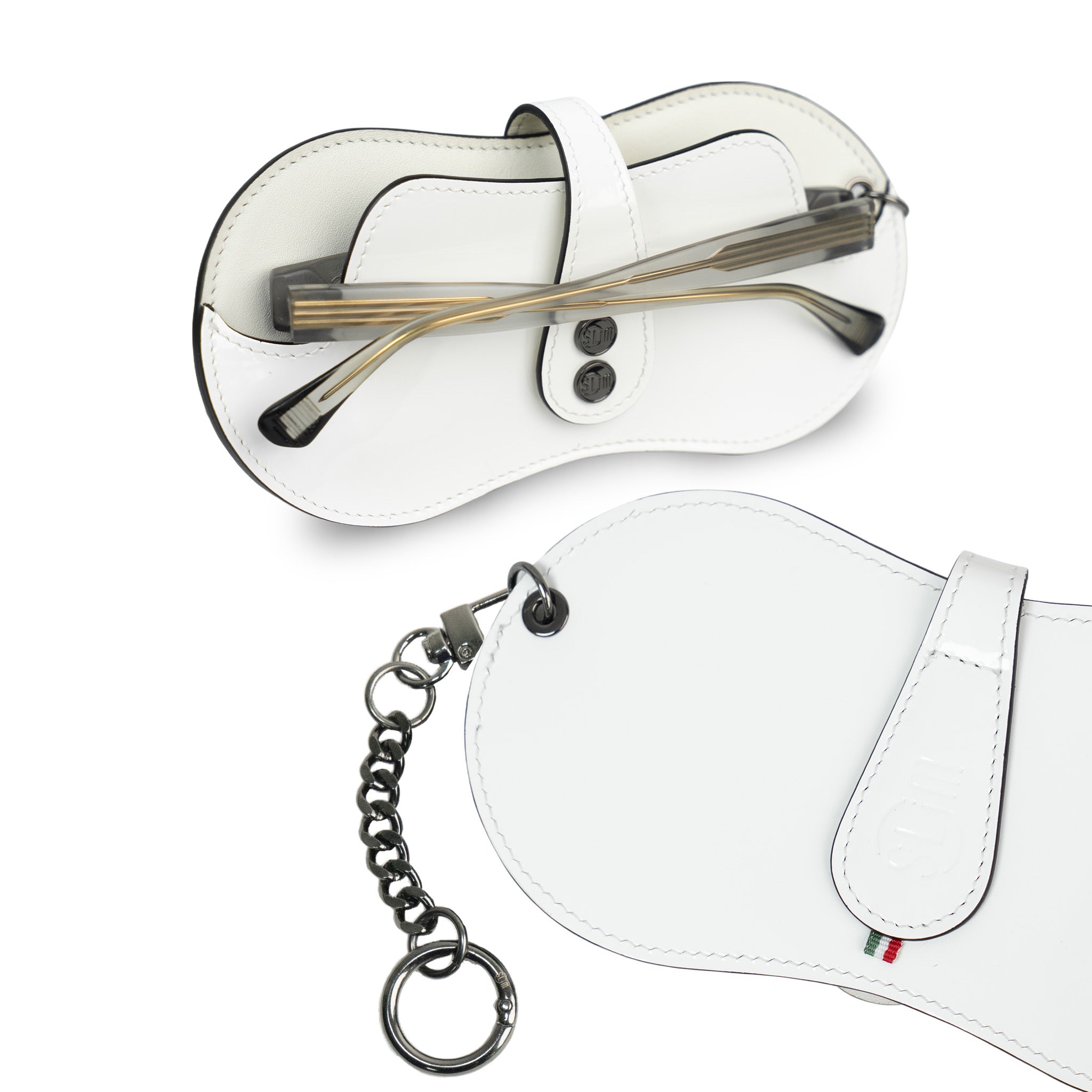 SLim Vision portaocchiali specchio bianco vera pelle