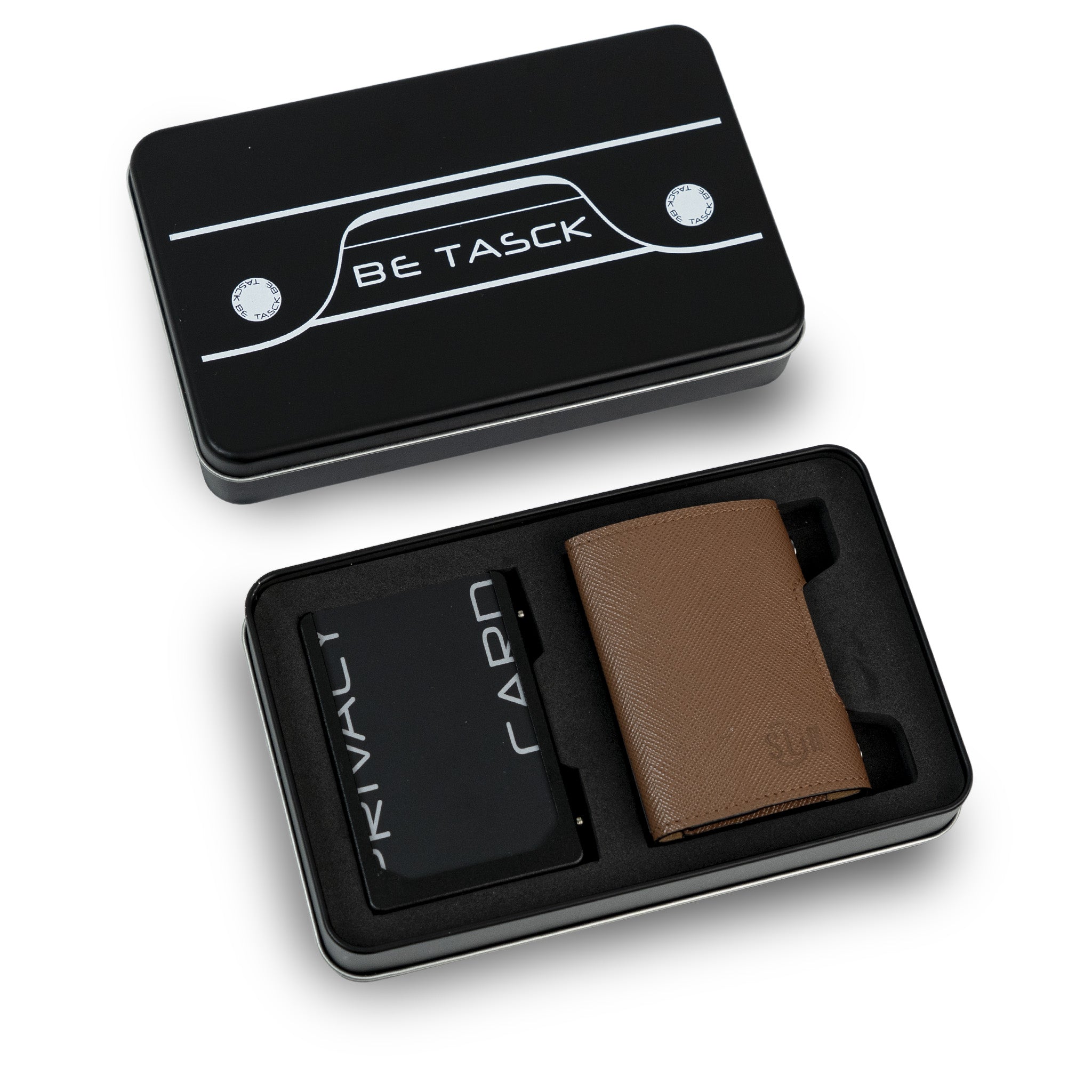 SLim Be Tasck Saffiano Marrone portacarte pelle Frame Nero