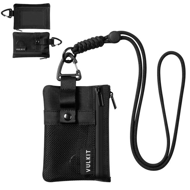 VULKIT VW124 portafoglio RFID nylon nero viaggio