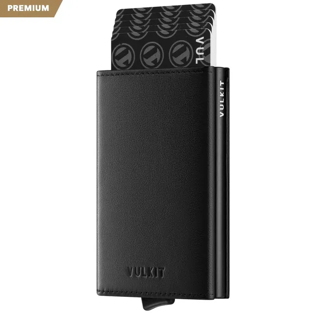 VULKIT Pop Up VC203P Portafoglio Pelle Nero 5 carte