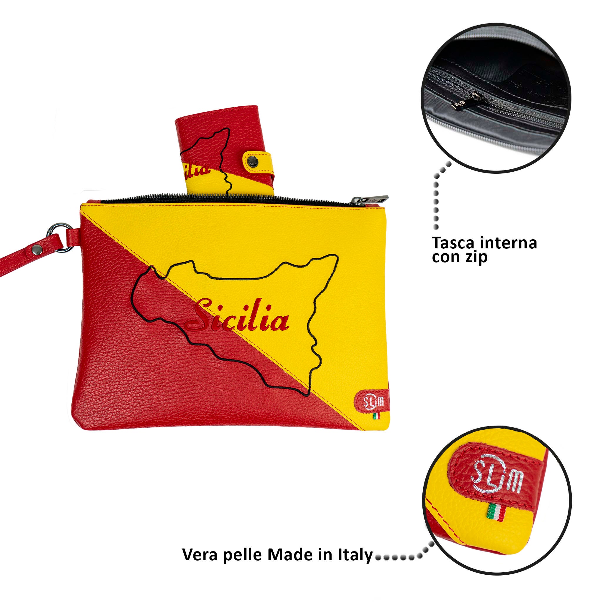 SLim Pochette Polsiera vera pelle Sicilia 20x28,5 cm