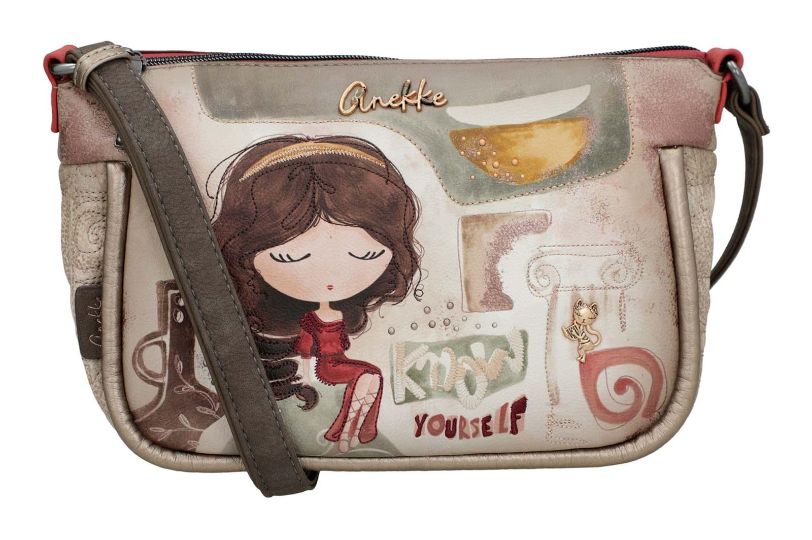 Anekke Muse borsa a tracolla ovale stampa Grecia