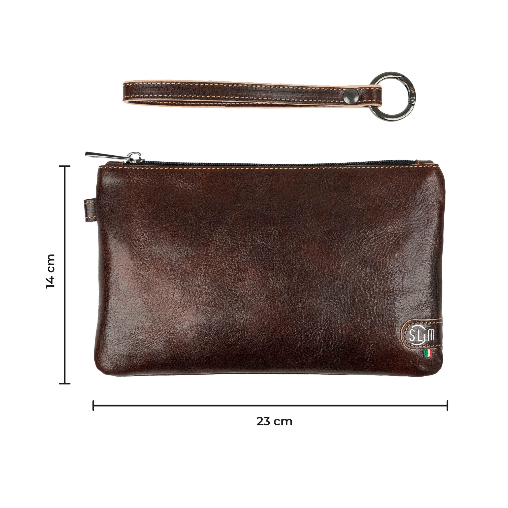 SLim Pochette Polsiera Pelle Vegetale Marrone 23 cm