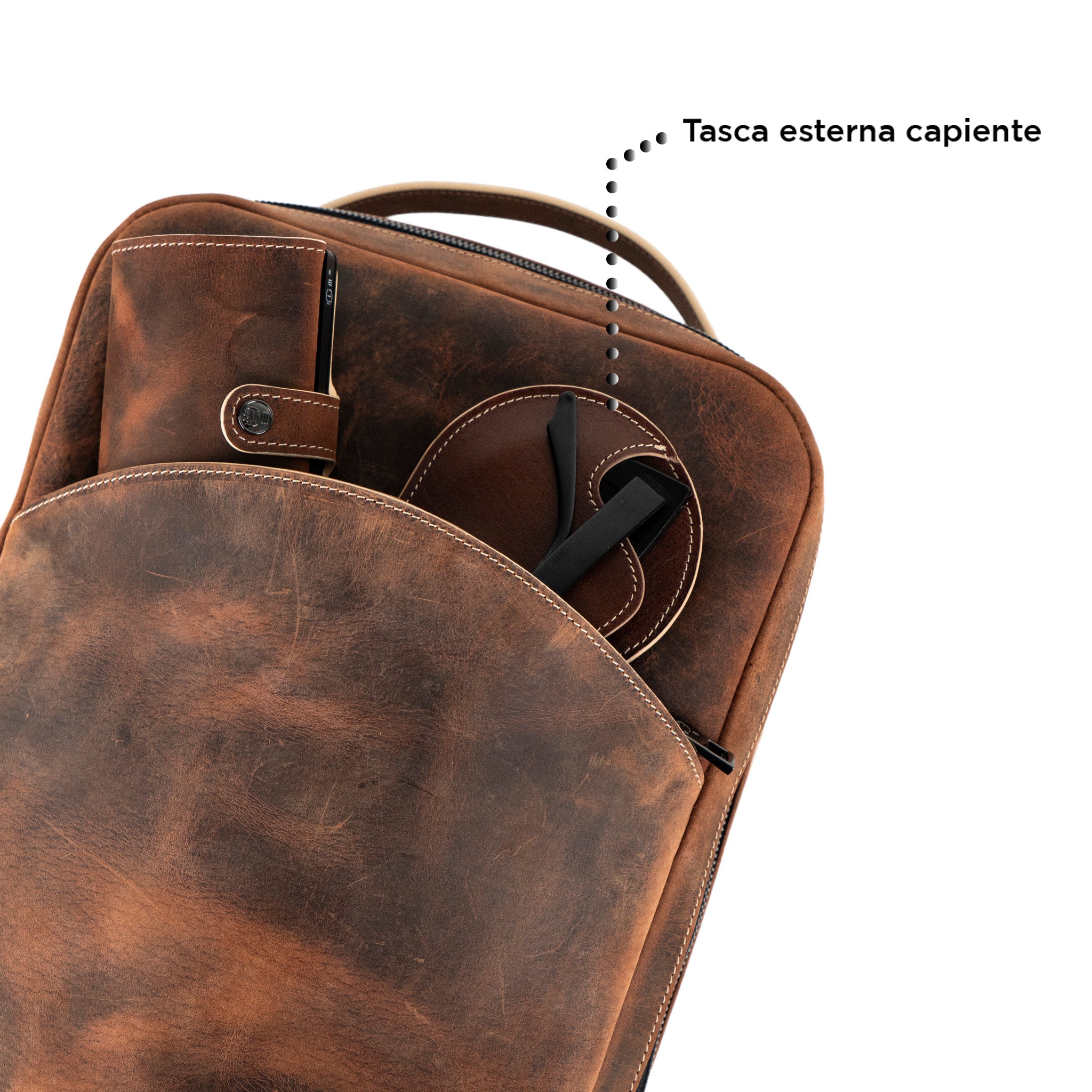 SLim Zaino Medio pelle brown Crazy Horse laptop 14"