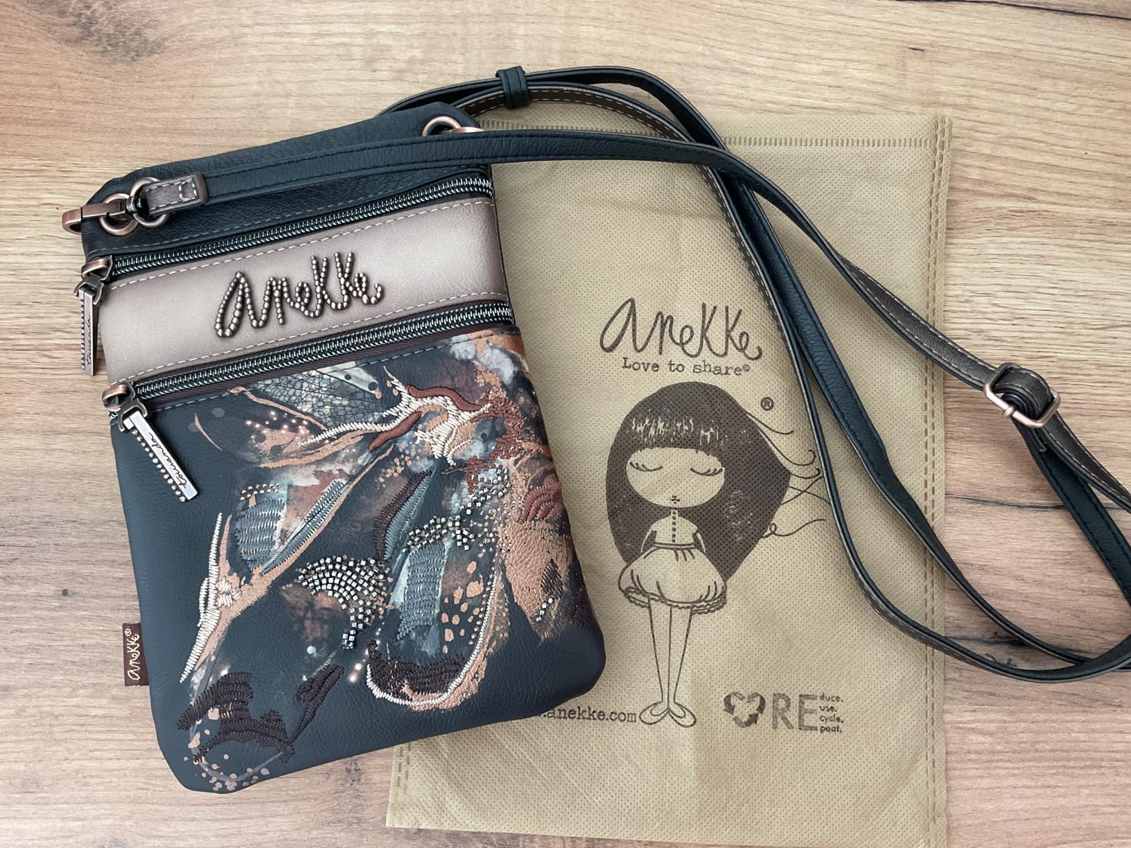 Anekke Auralis Wings Mini Borsa a Tracolla Beige 15 cm