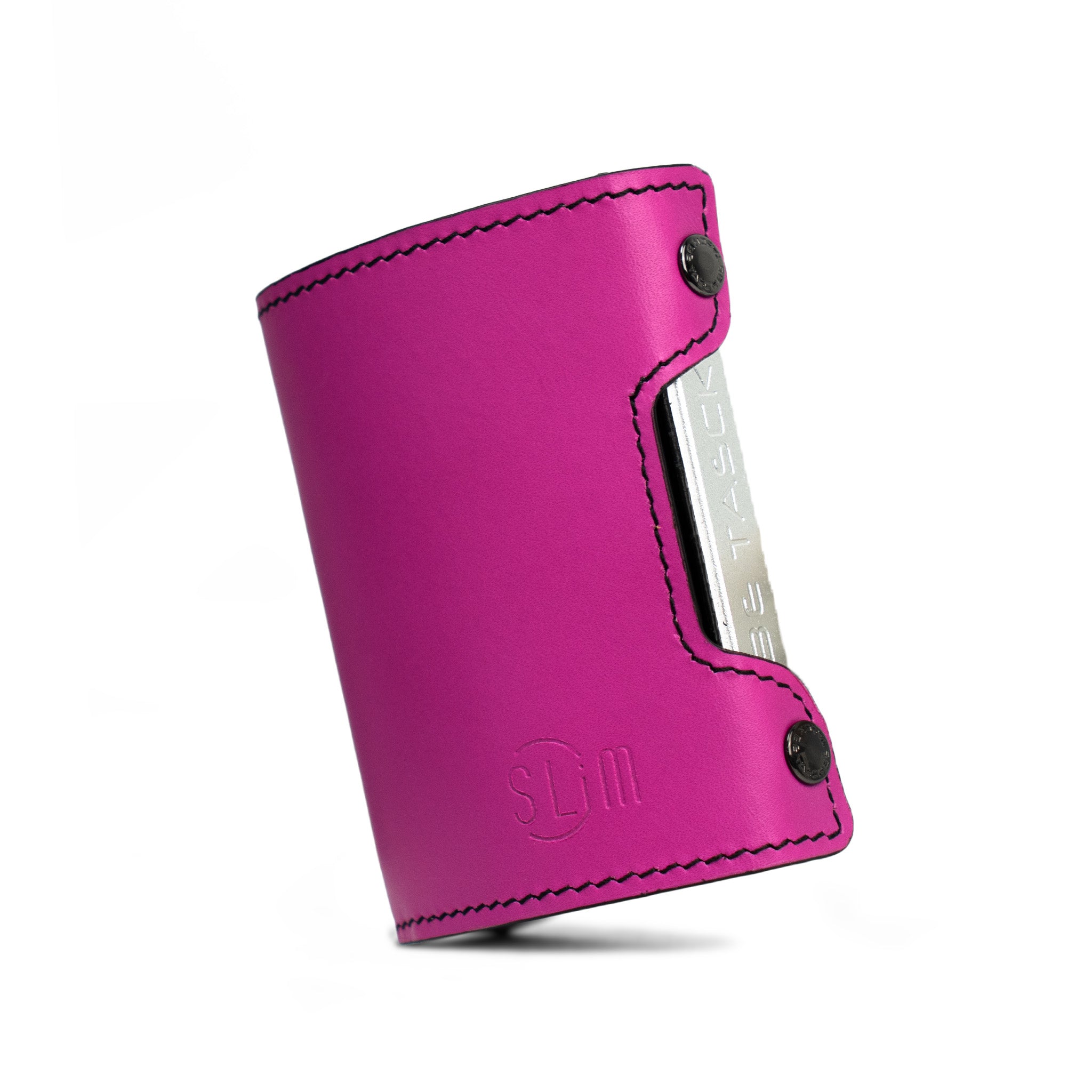 SLim Be Tasck portacarte pelle fucsia e nero frame nero
