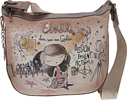 Anekke Hollywood borsa a tracolla blu navy espandibile con zip
