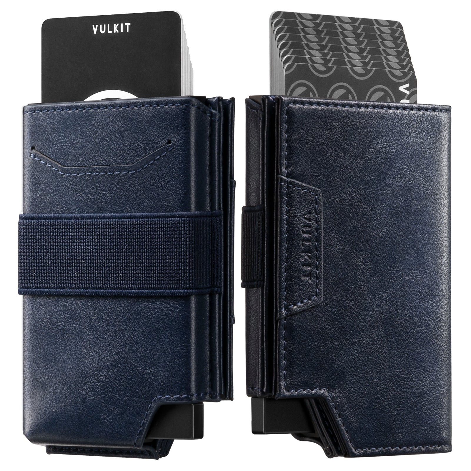 VULKIT VC411 portafoglio uomo slim blu navy RFID 11 carte
