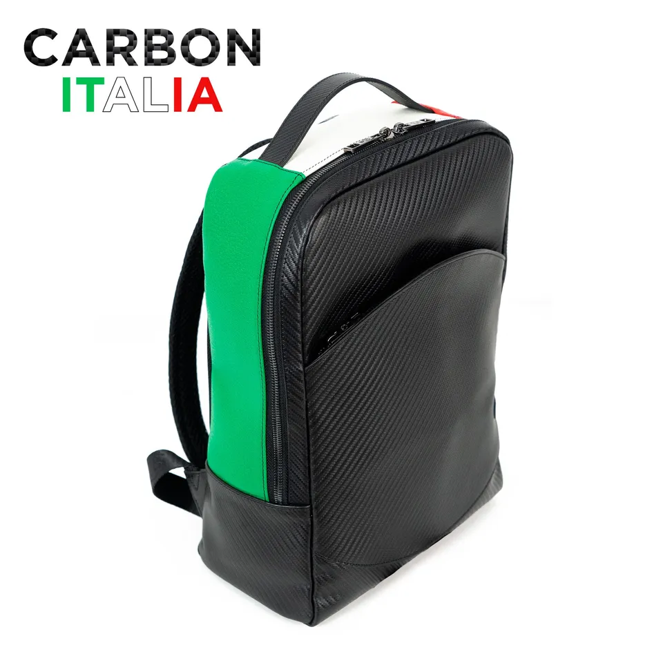 SLim Zaino Medio Pelle Carbon Italia Laptop 14" 8,5 L