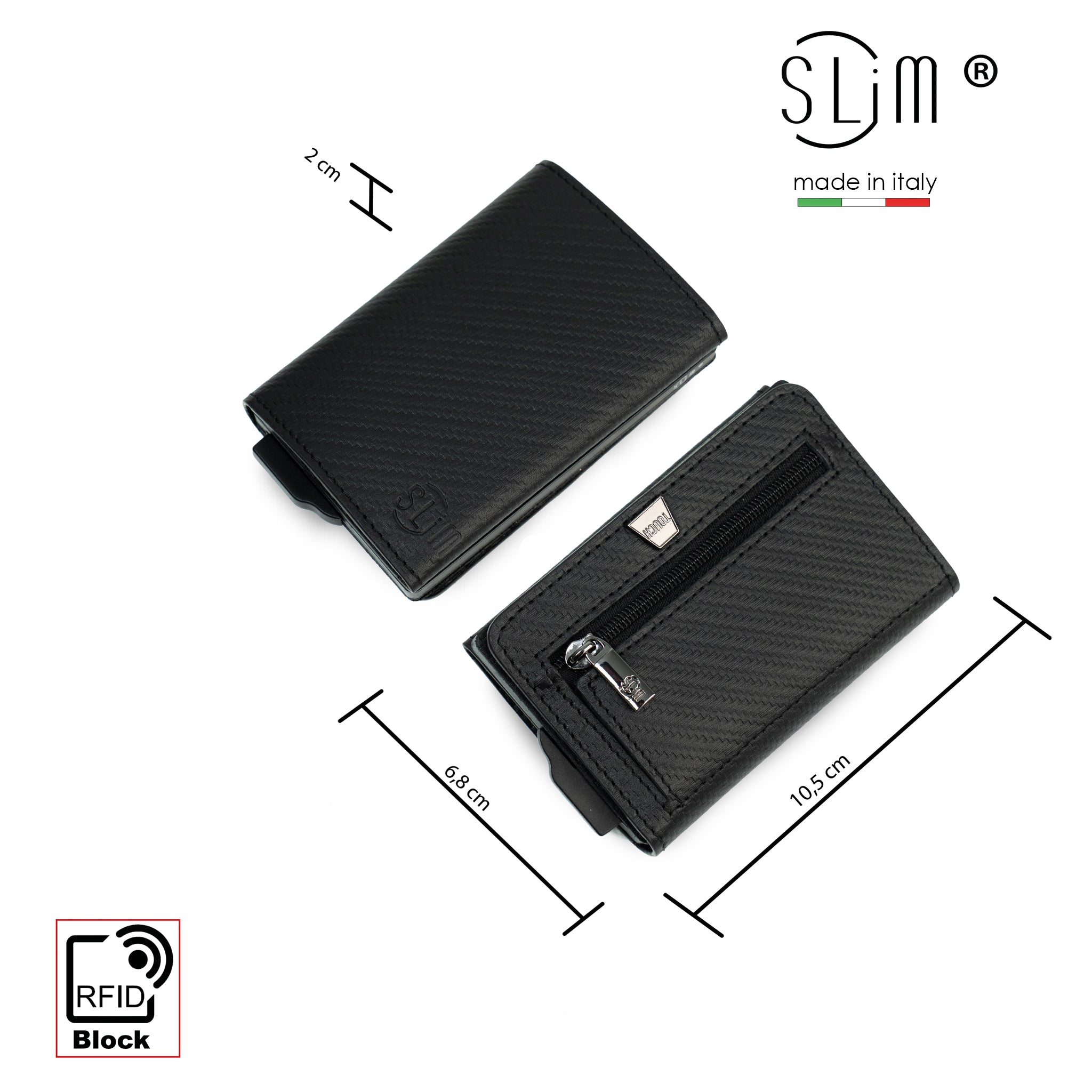 SLim Touch Carbon Nero portafoglio compatto RFID