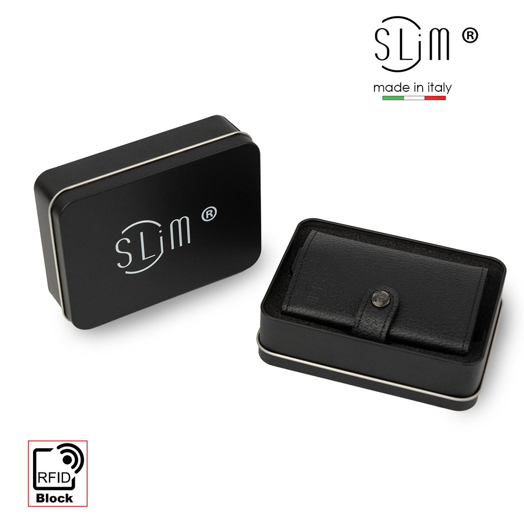 SLim Necklace Portafoglio Nero Zip Doppia Cassa RFID