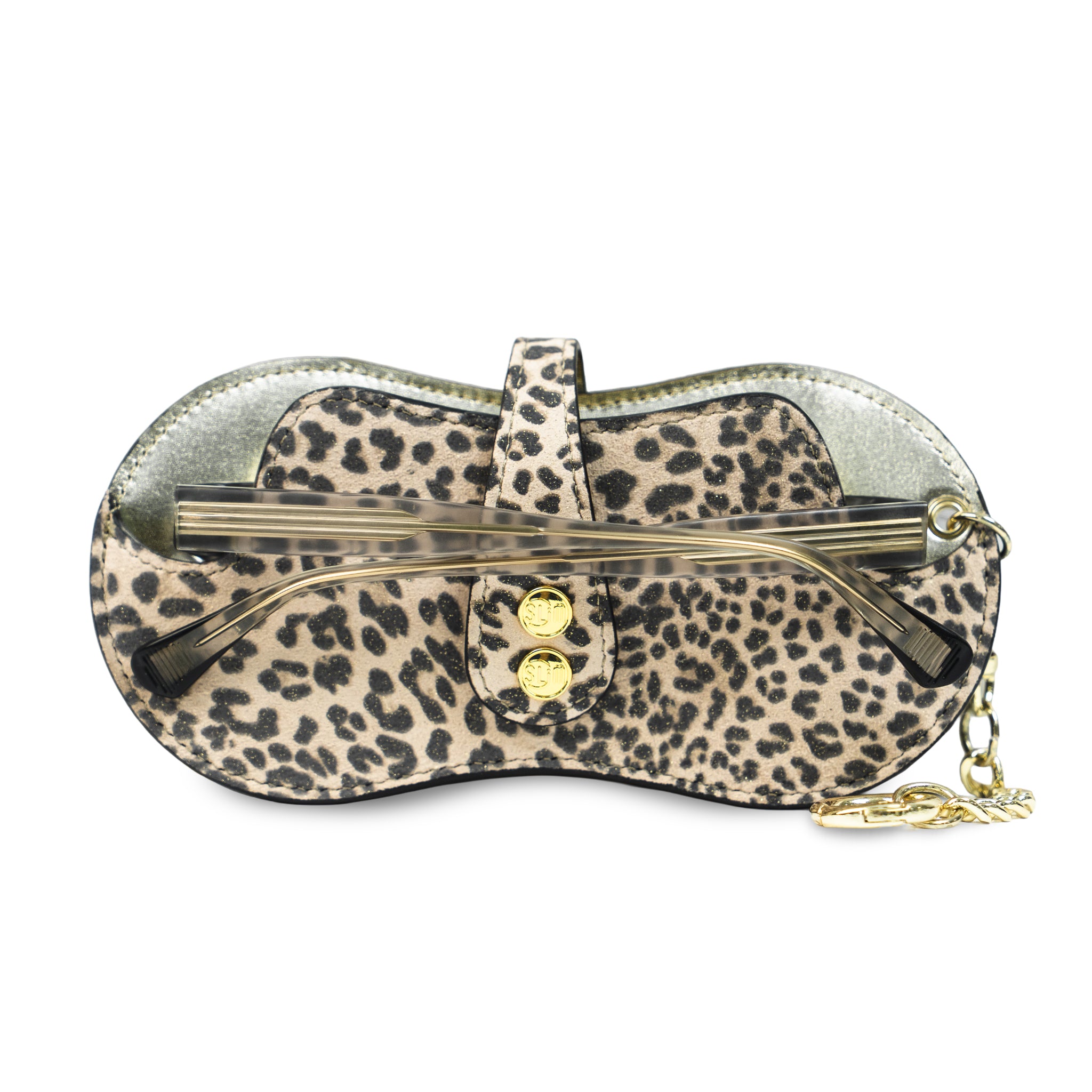 SLim Vision Portaocchiali Pelle Animalier Leopardato Oro