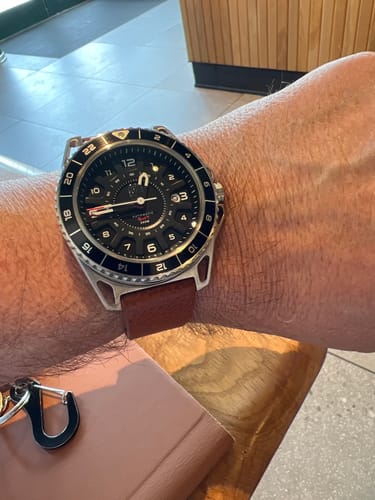 Dango GMT-01 orologio automatico acciaio pelle nera