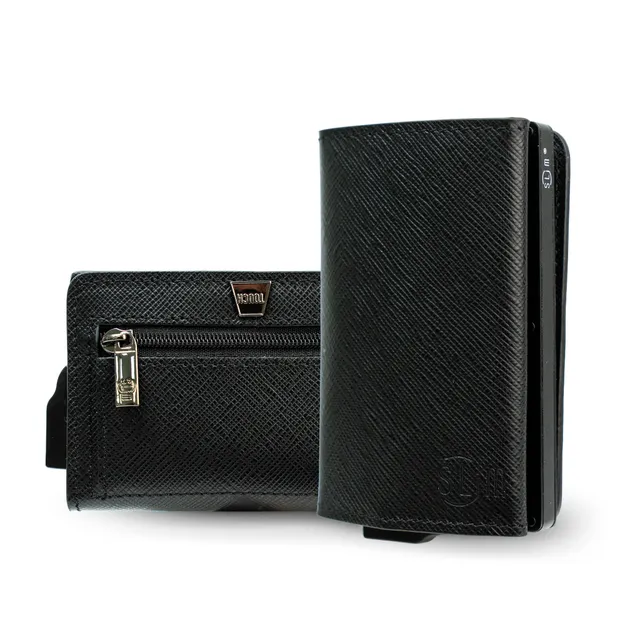 SLim Touch Portafoglio Pelle Vegetale Nero RFID 12 Carte