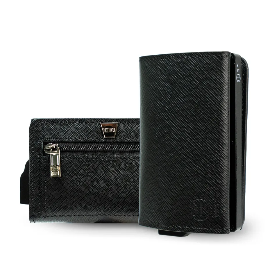 SLim Touch Portafoglio Pelle Vegetale Nero RFID 12 Carte
