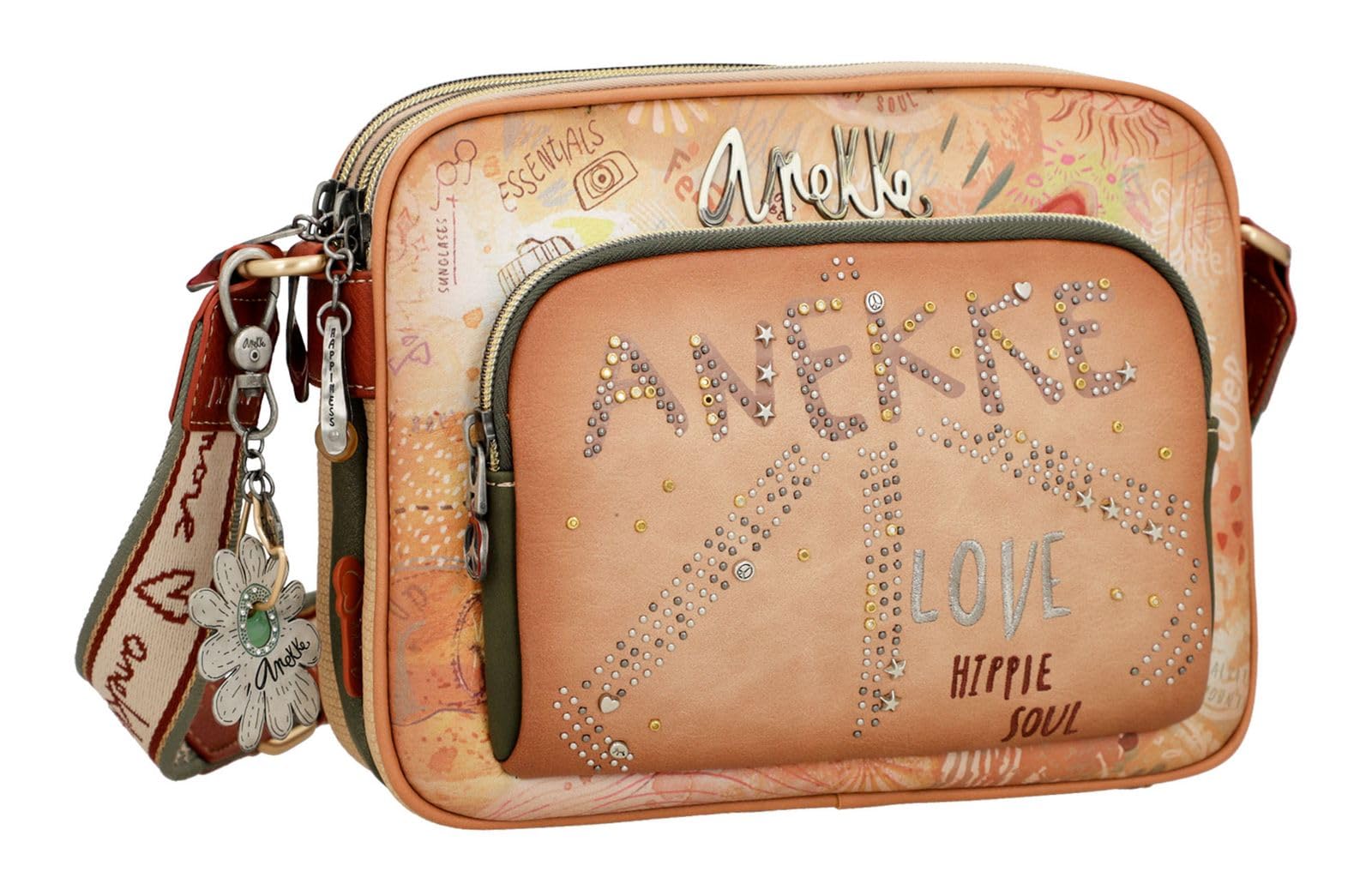 Anekke Bloom borsa a tracolla 3 scomparti ecopelle 26x19