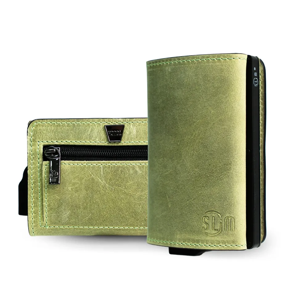 SLim Touch portafoglio pelle pistacchio RFID
