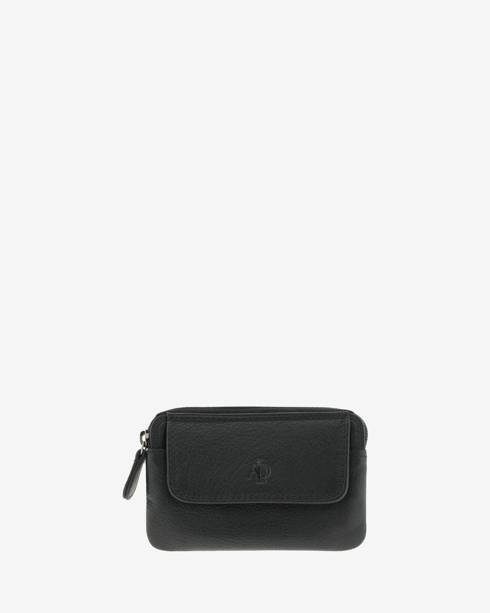 Adapell 8078 portamonete sottile patta Nero doppia zip chiavi
